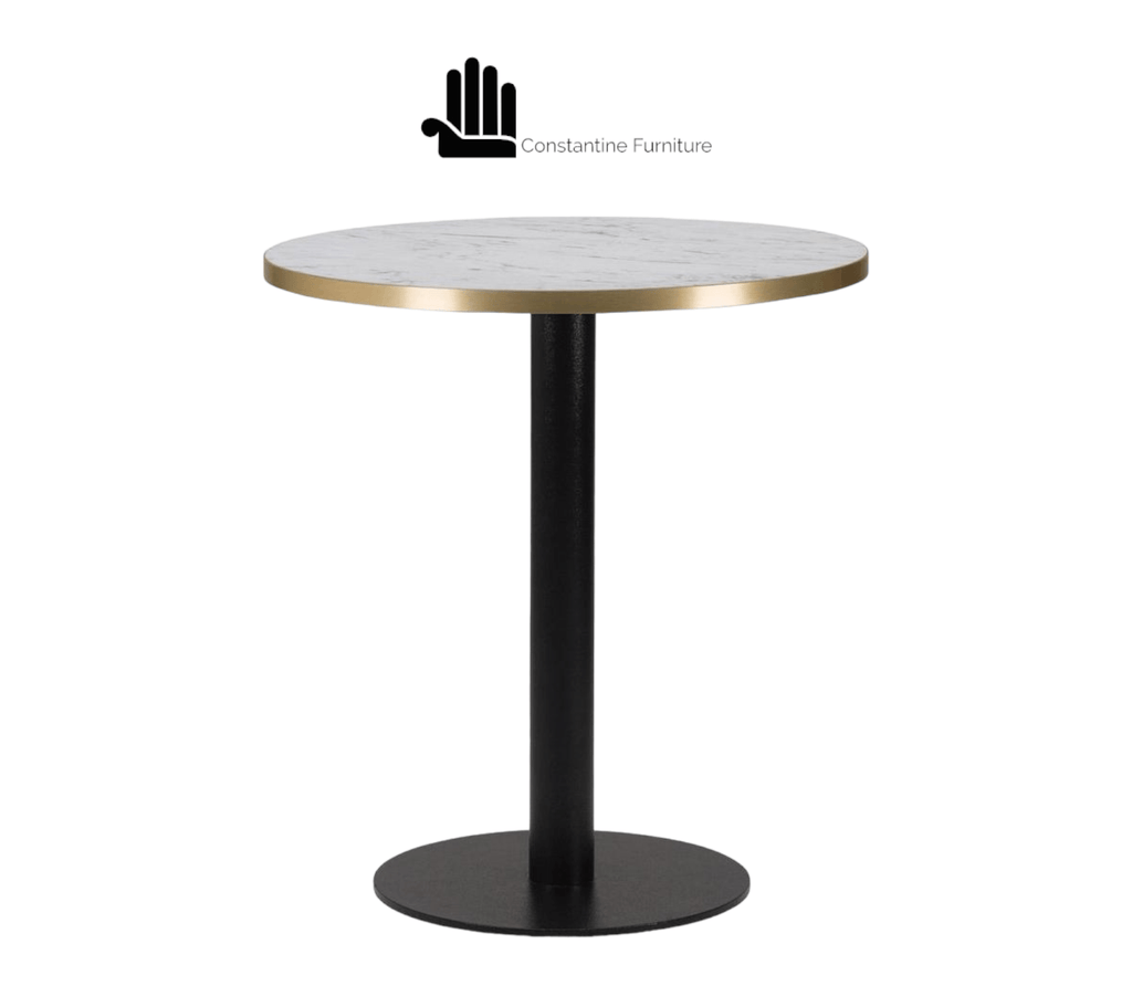 White Marble Laminate Round Table / Titan